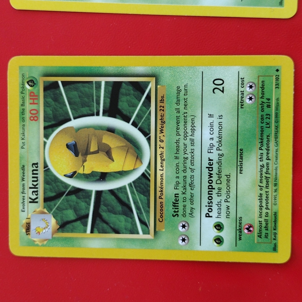 Together Kakuna 1995 and Weedle 1995 (Original Basic Set)
